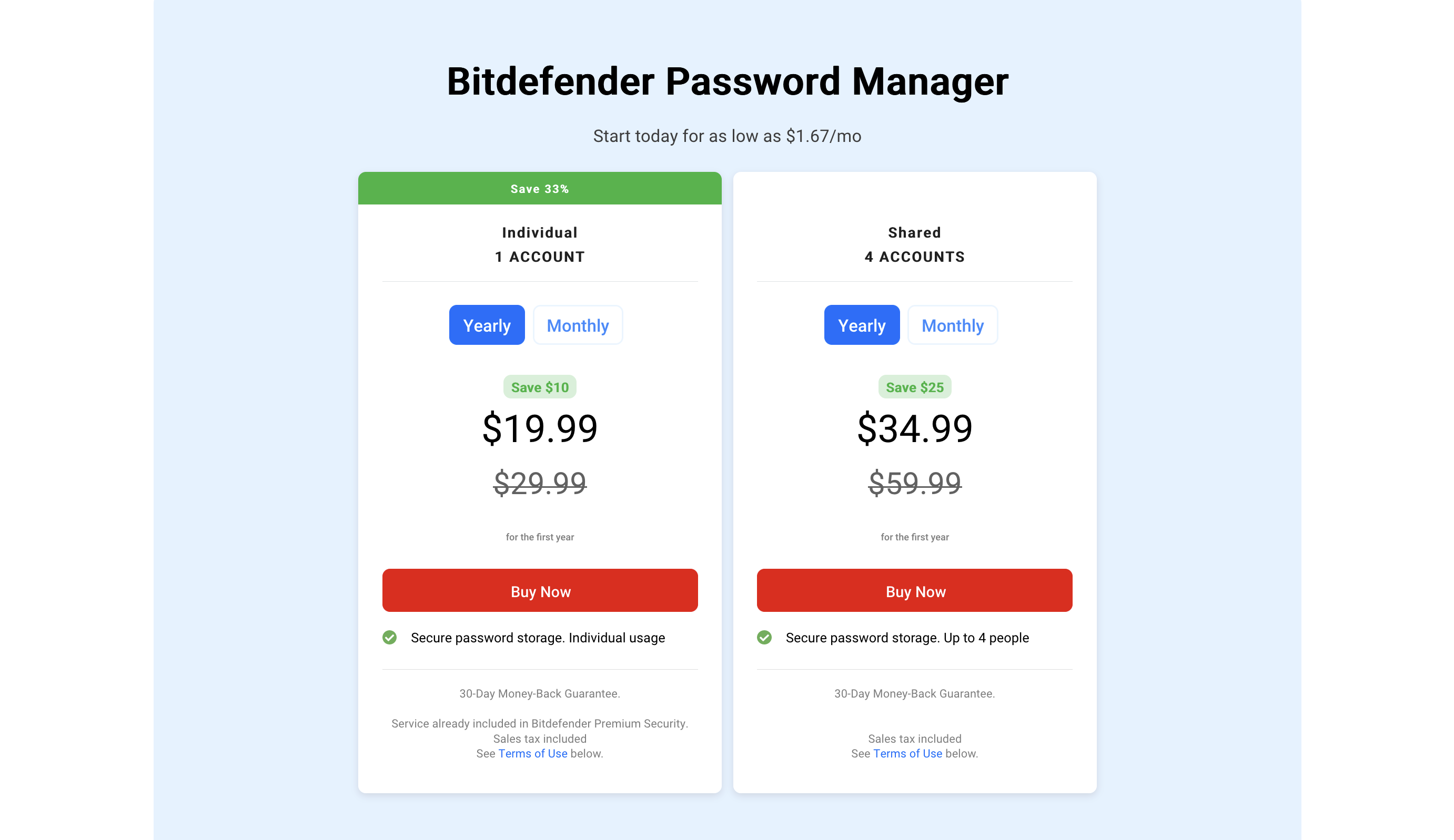 Bitdefender Password Manager árazás