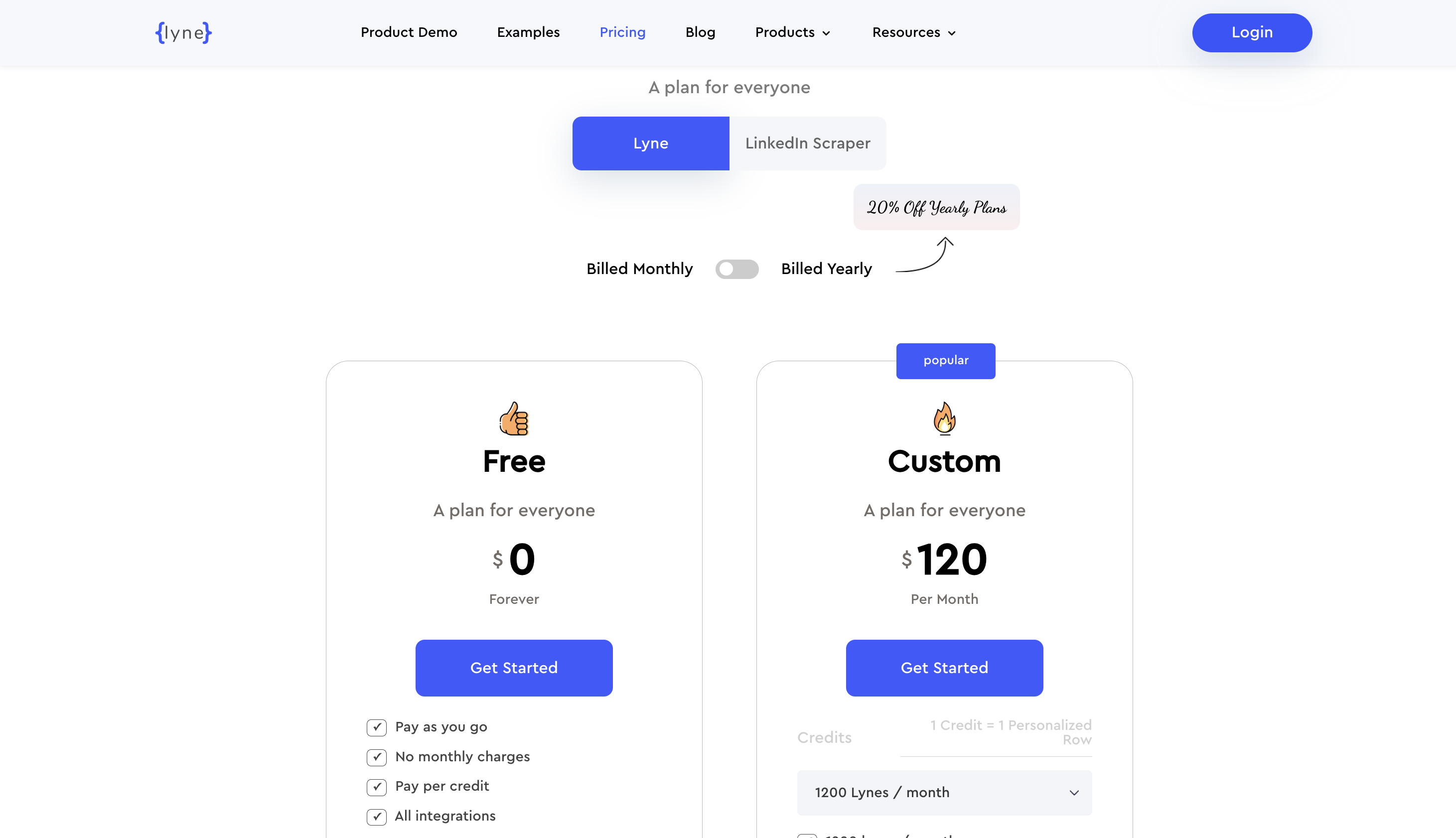 Lyne Pricing