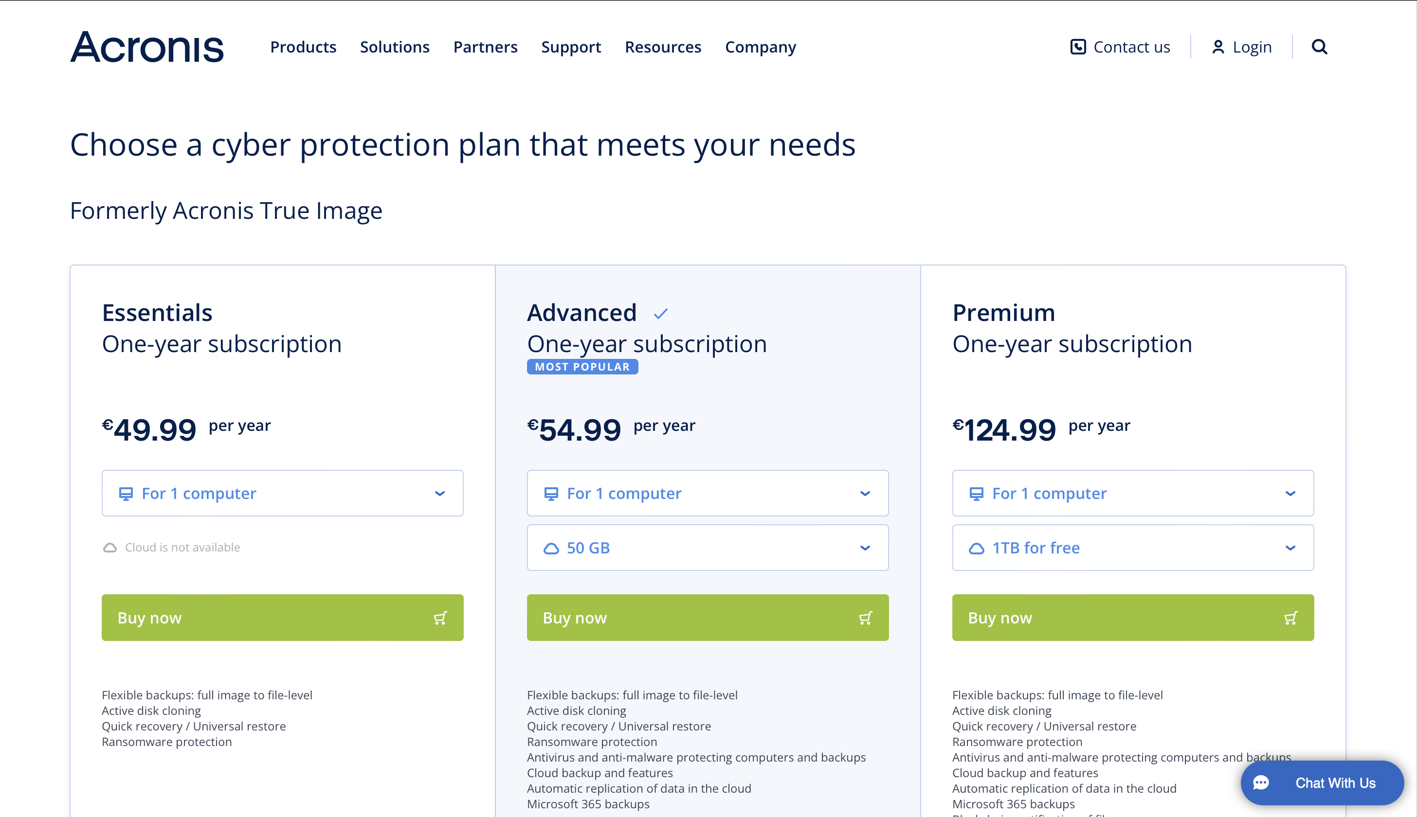 Acronis Pricing