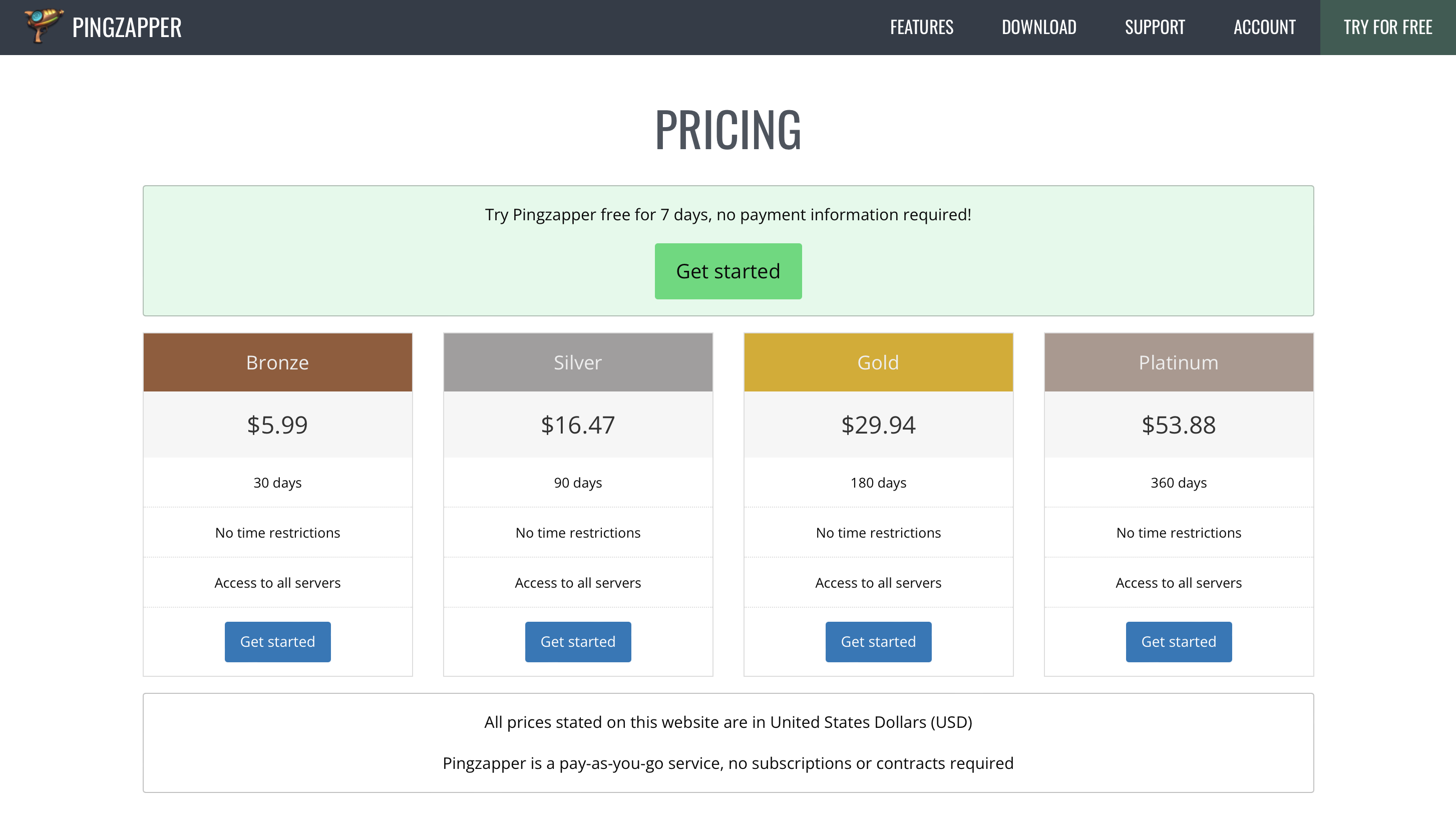 Pingzapper Pricing