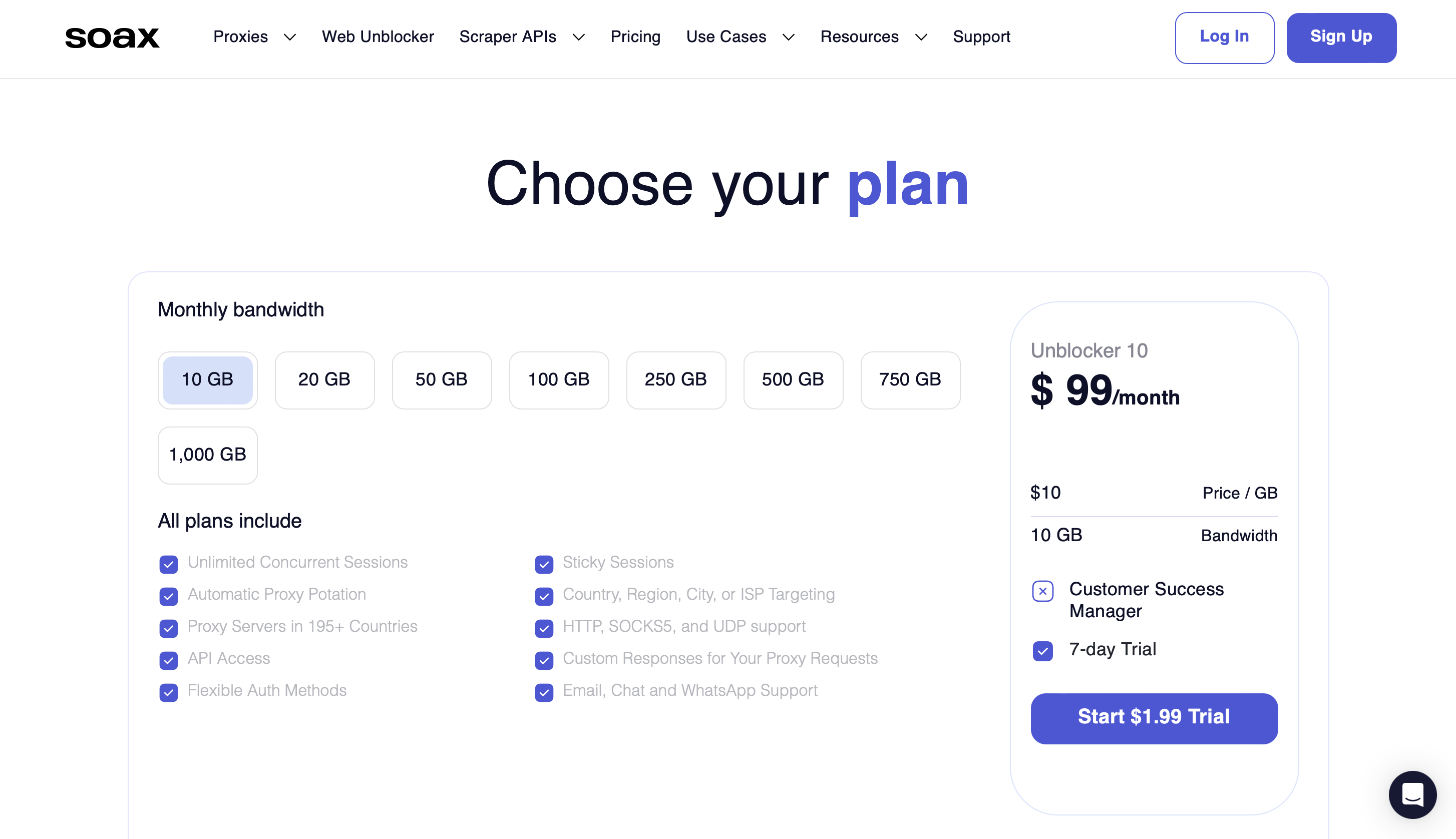 SOAX Pricing 1