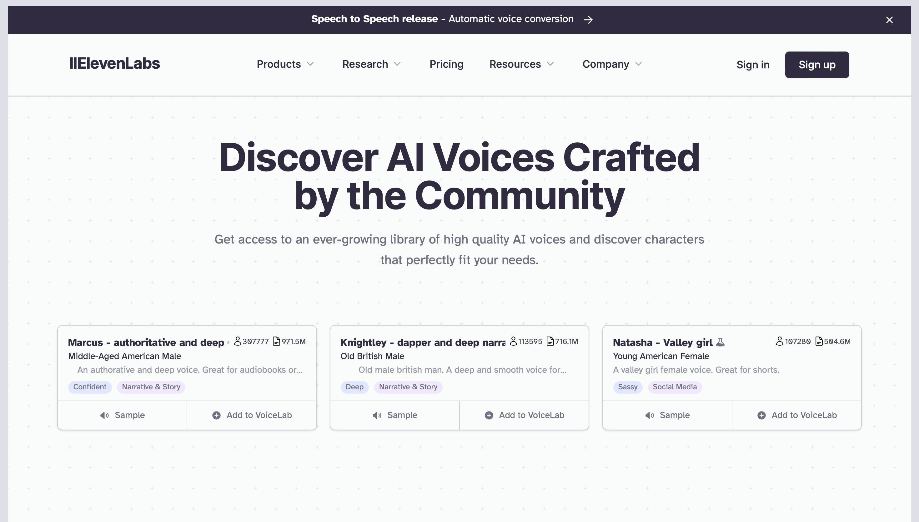 ElevenLabs Voice Library