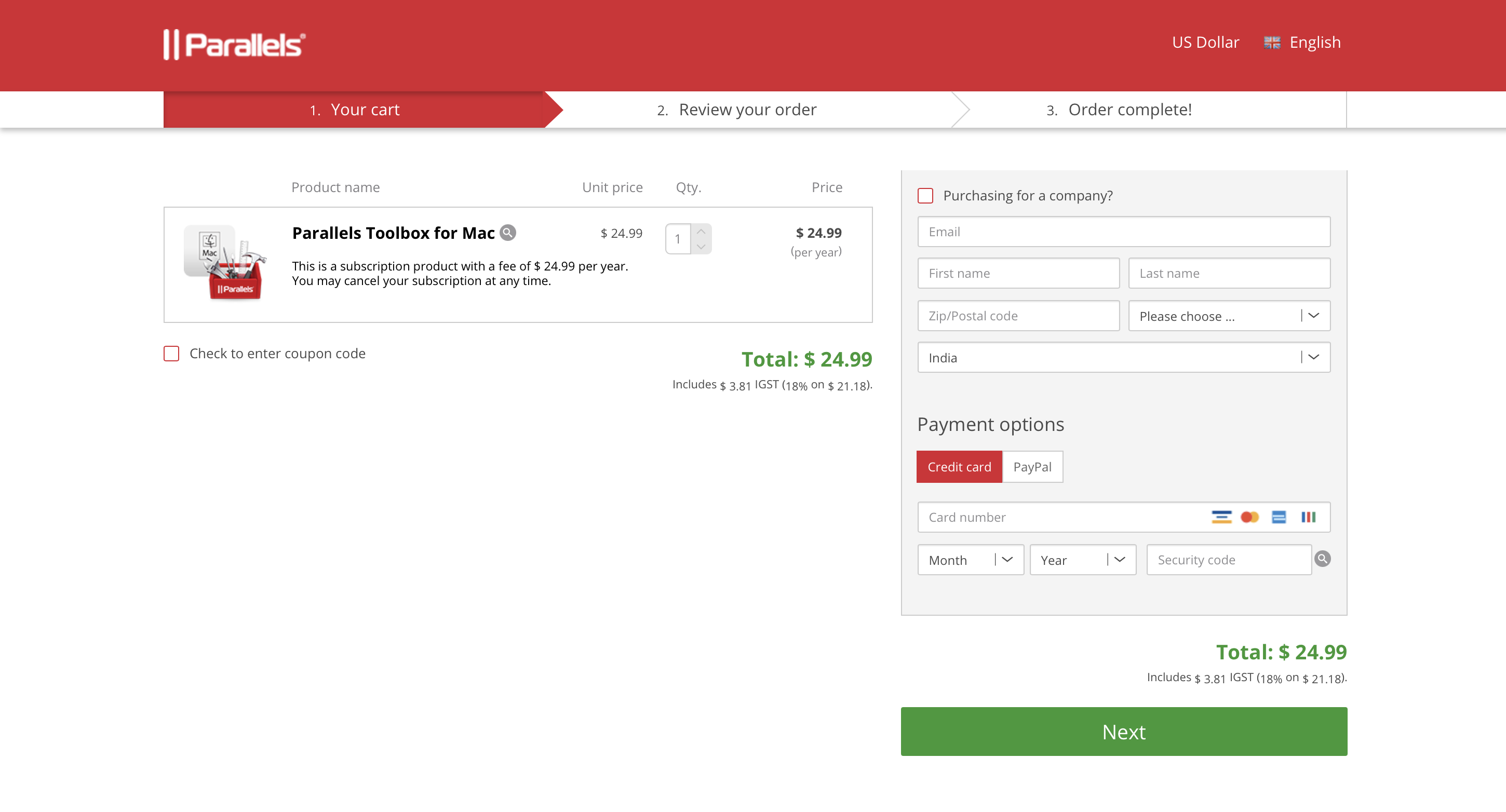 Parallels Toolbox Pricing
