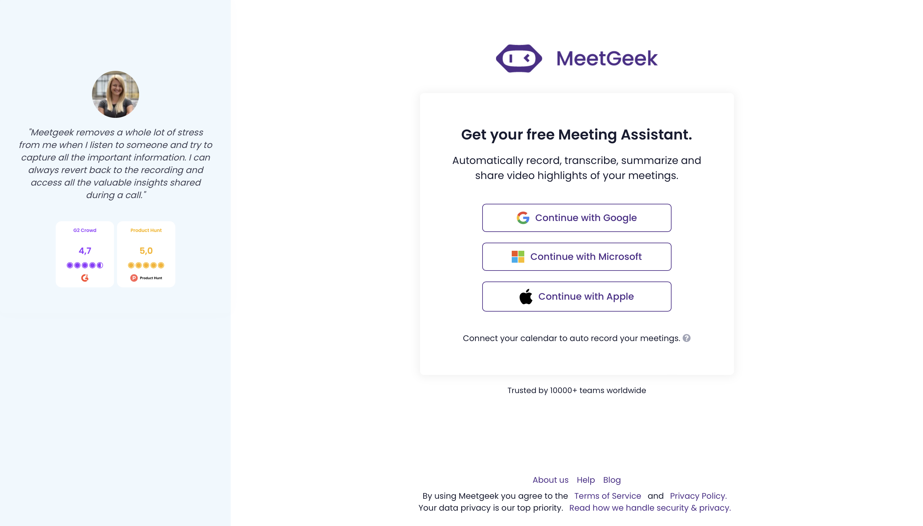 Prijavite se na MeetGeek