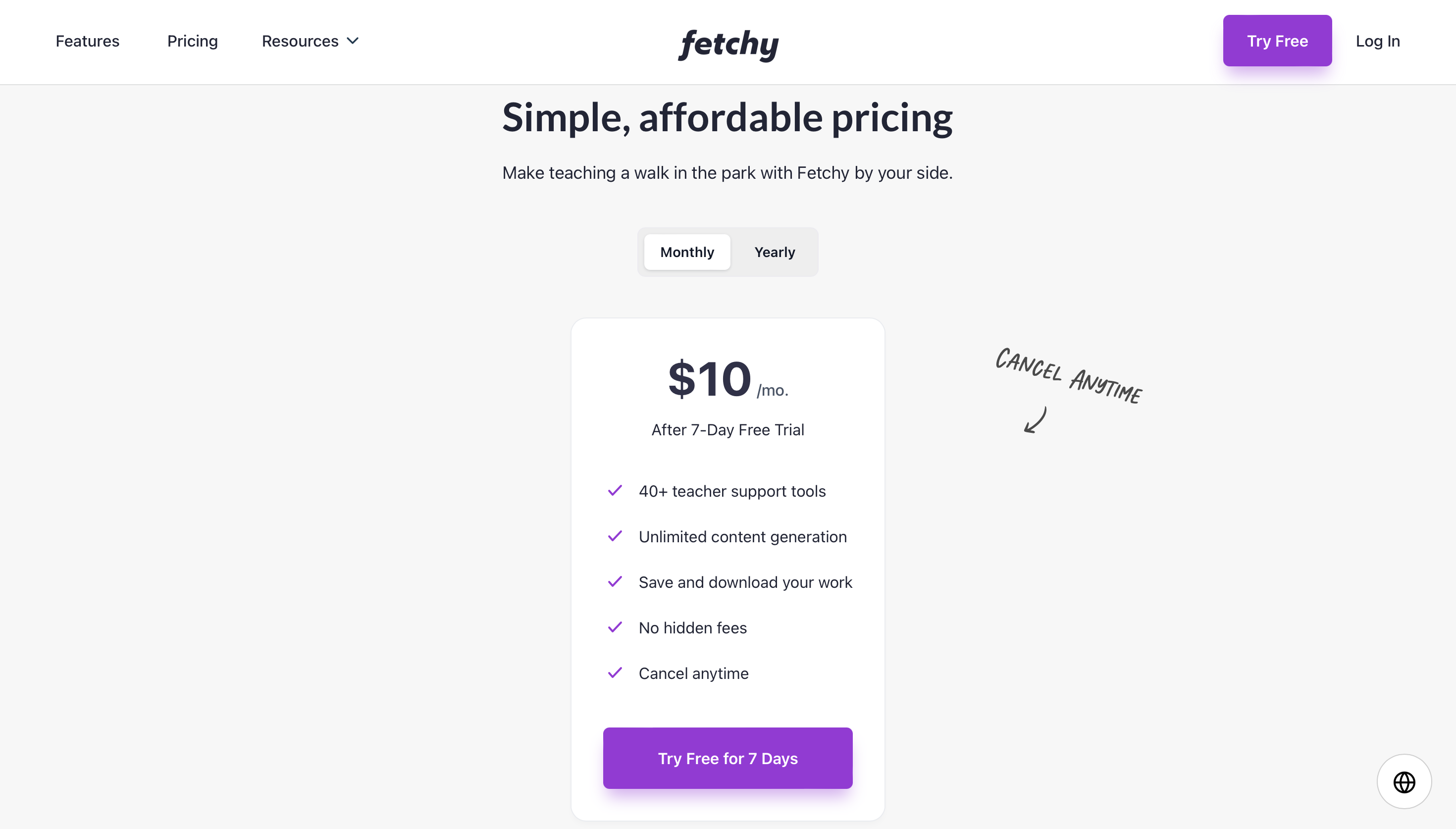Fetchy Pricing