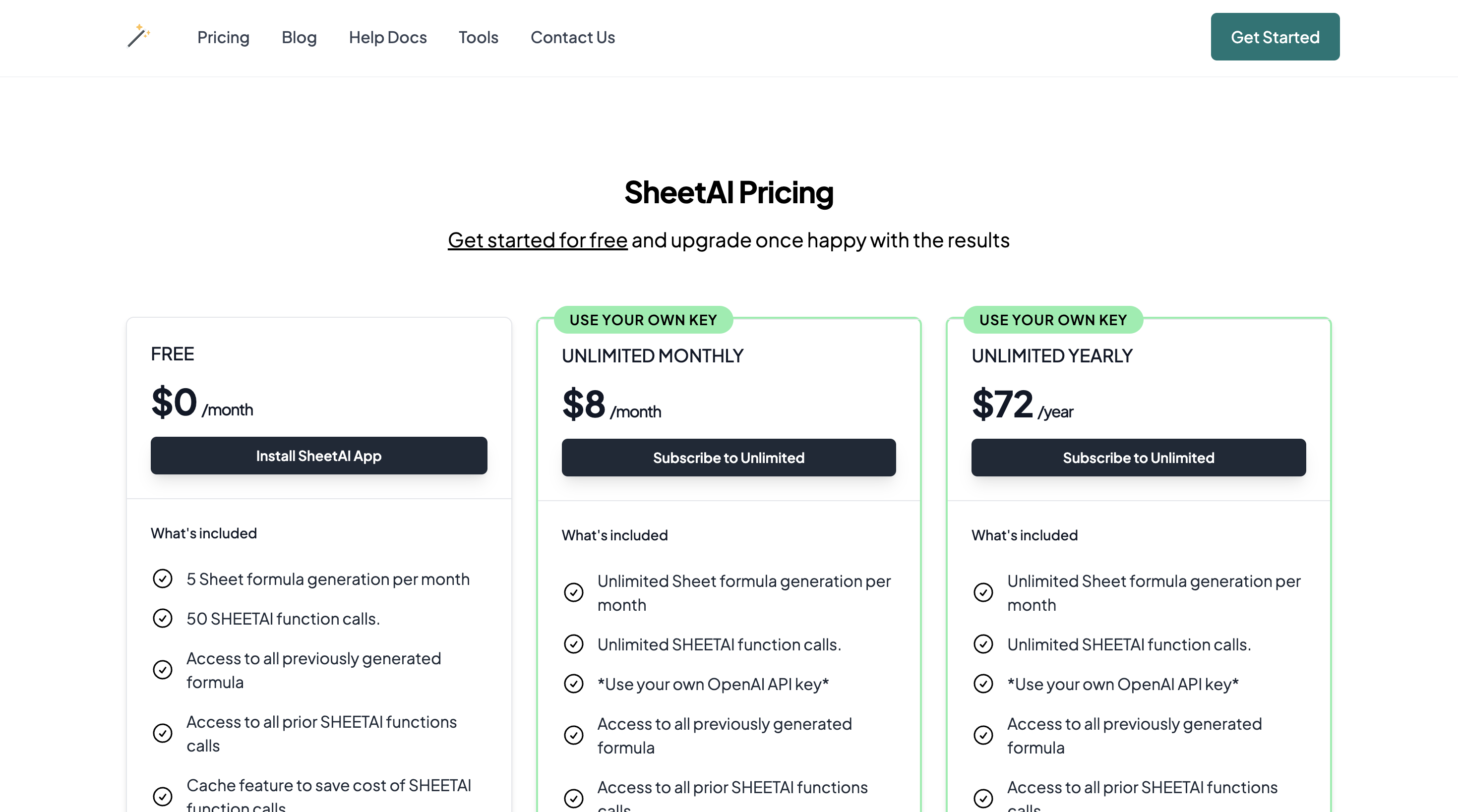 Sheet AI Pricing
